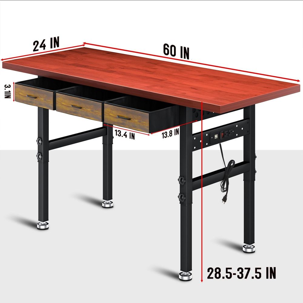 Meja Kerja dengan Tinggi yang  - Workbench Woodworking ulasan dan harga