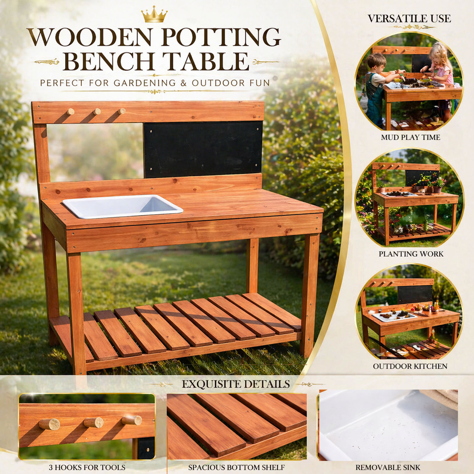 Meja Pot Tanam Kayu untuk Anak - Workbench Woodworking ulasan dan harga